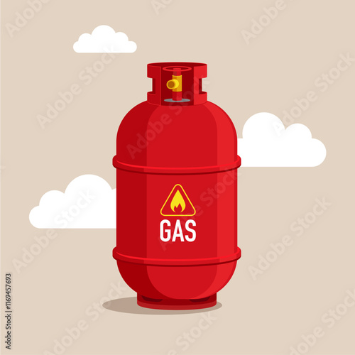 Gas in cylinder. Sale of gas products and fuels. Modern flat vector illustration.