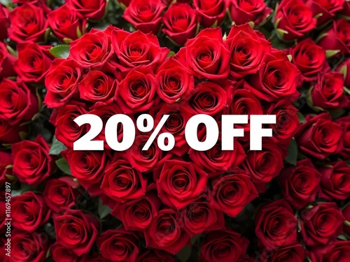 Heart of Red Roses Advertising a Twenty Percent Discount photo