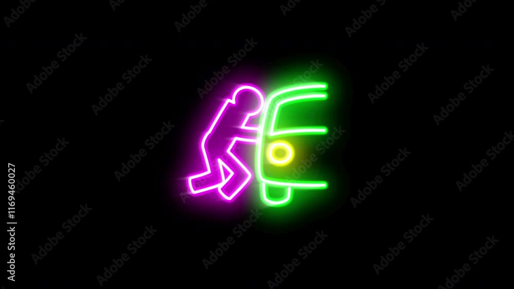 The blinking neon light of a criminal concept icon on a black background. The blinking neon light of a criminal concept icon on a black background.