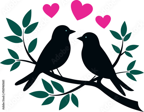 Birds in love Silhouette vector, valentine special vector 