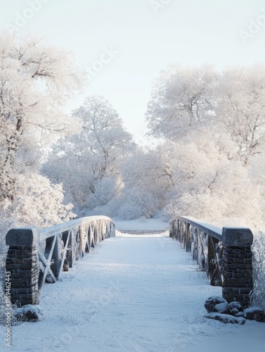 Snow Covered Bridge Winter ...
