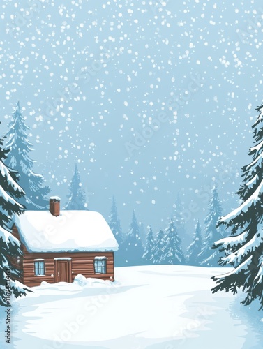 Snowy Winter Cabin nestled ...