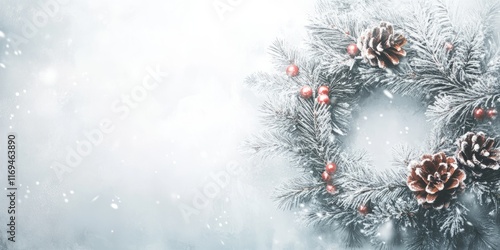 Snow Covered Pine Wreath Wi...