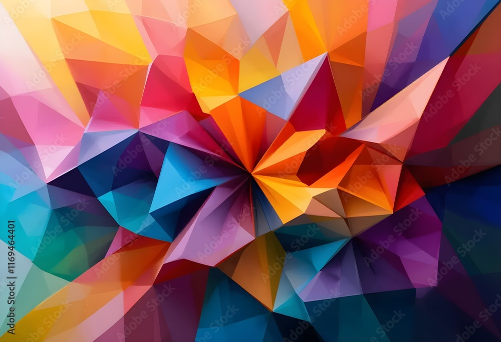 Colorful geometric shapes blending into each other creating depth and movement Colorful geometric shapes blending into each other creating depth and movement