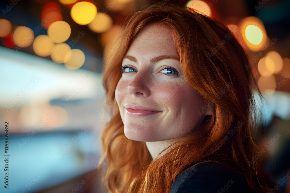 Obraz premium a beautiful young woman with red hair and freckles