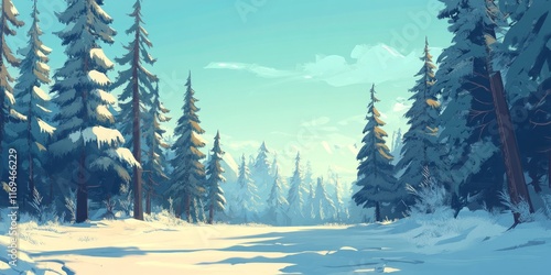 Serene Winter Forest Scene ...