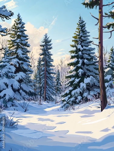 Snow Covered Pine Trees in ...
