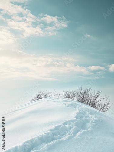 Snowy hilltop landscape wit...