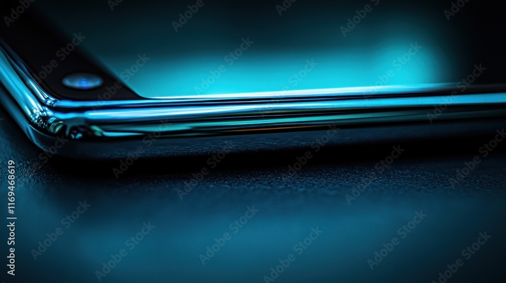 Close-up of a Smartphone's Edge, Highlighting its Sleek Design and Modern Technology Close-up of a Smartphone's Edge, Highlighting its Sleek Design and Modern Technology