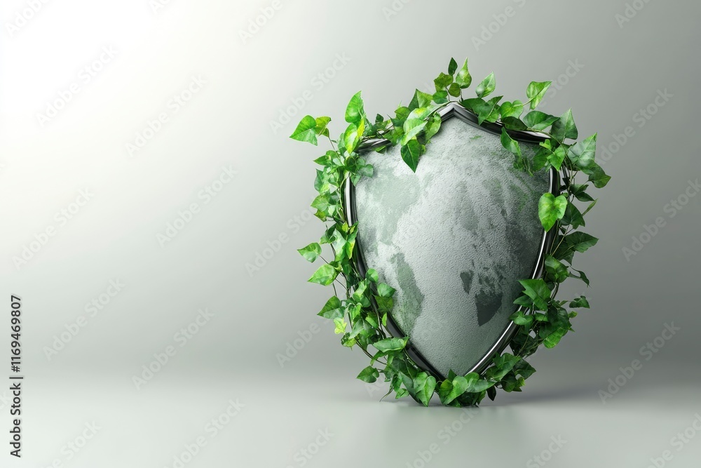 3D Green shield- save the earth concept. World Environment day concept. World nature Conservation day. Nature maintenance concept. 3D Green shield- save the earth concept. World Environment day concept. World nature Conservation day. Nature maintenance concept.