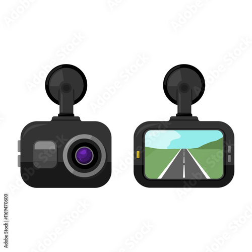 Dashcam Road Recorder Cartoon Color Illustration Icon