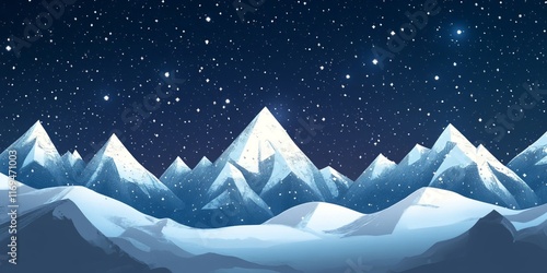 Snowy Mountains Under a Sta...