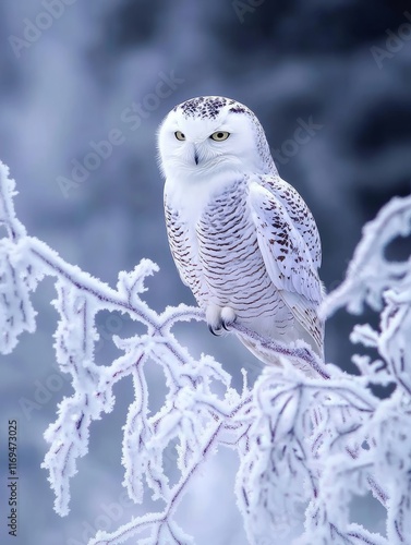 Snowy Owl Perched on a Fros...