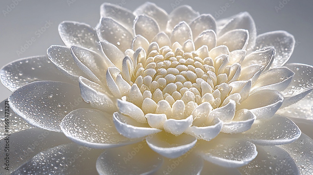 Close-up of a dewy white flower. Close-up of a dewy white flower.