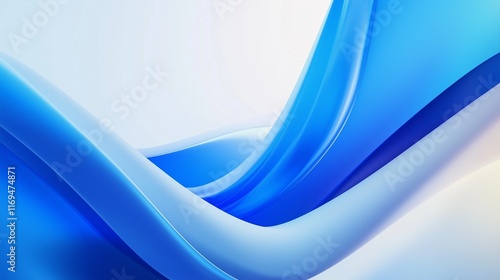 A contemporary blue and white abstract scene with smooth, flowing curves and vibrant color gradients, creating a visually soothing effect. photo