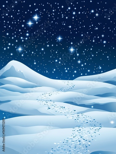 Snowy Mountain Path Under A...