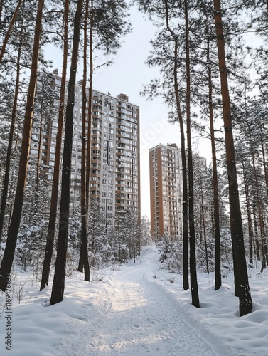 Apartment buildings rise ab...