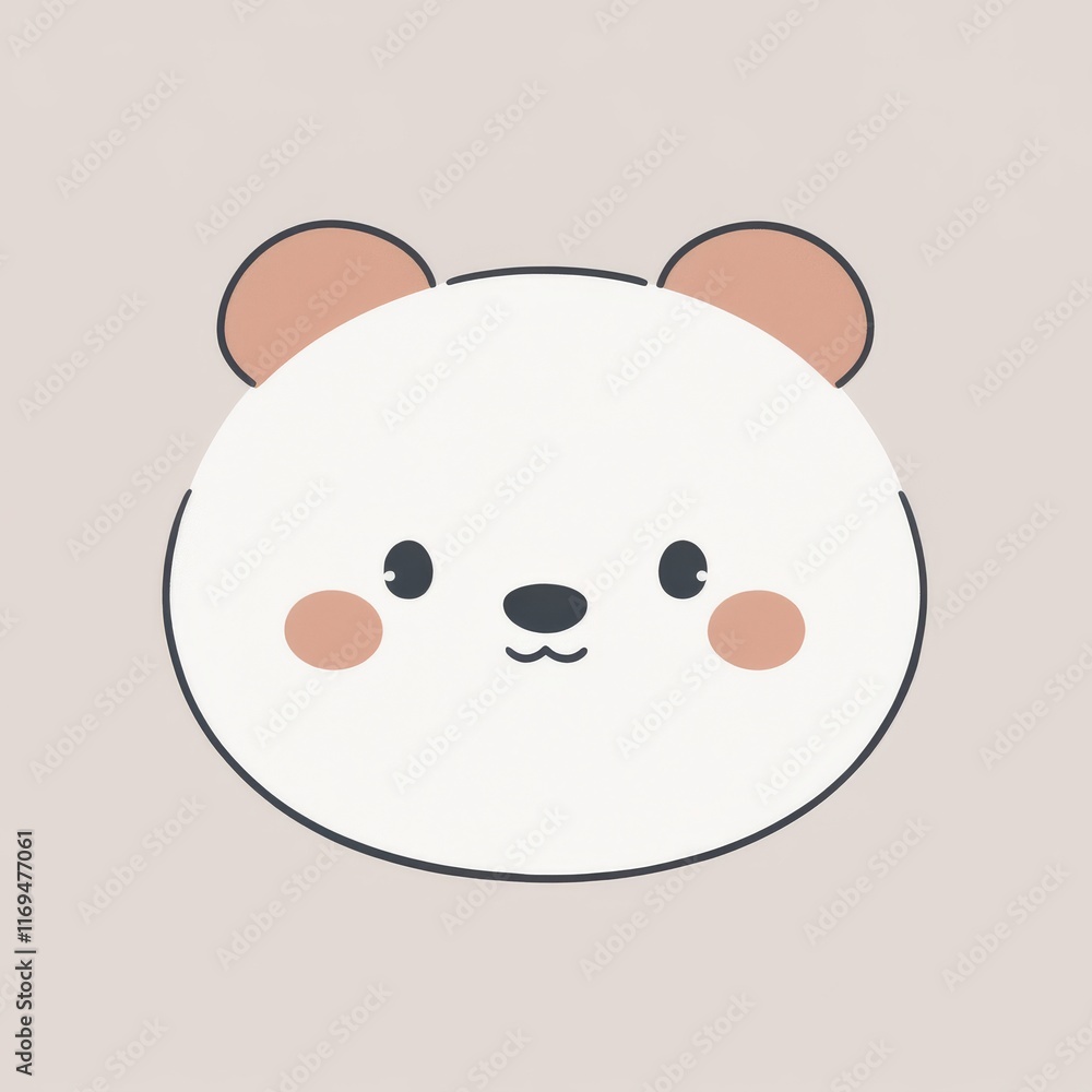 Fototapeta premium Cute, cartoon-style panda face with soft features and gentle colors, perfect for children's art or playful design themes.