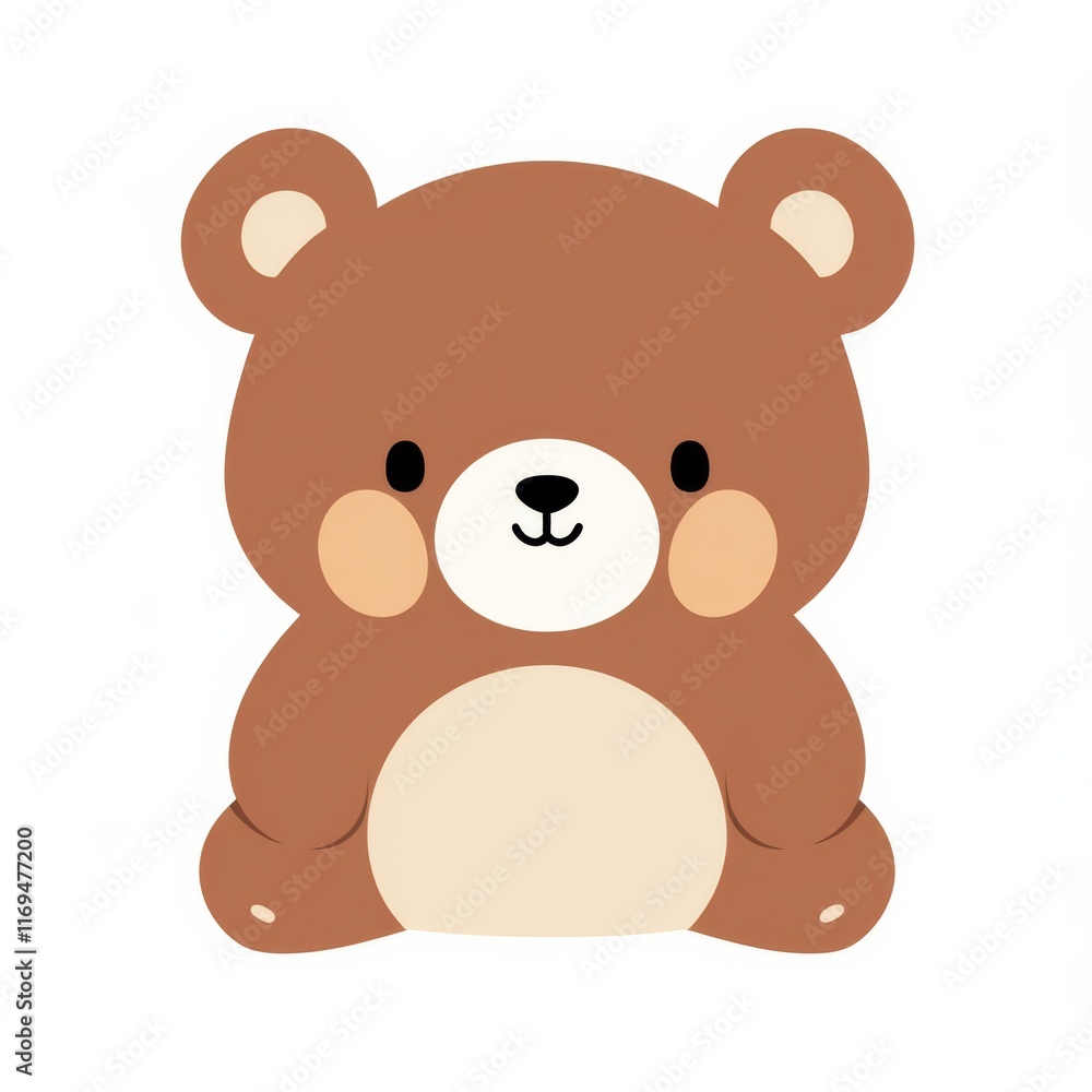 Cute cartoon bear character with a round shape, simple features, and a friendly expression, perfect for children's designs or adorable illustrations. Cute cartoon bear character with a round shape, simple features, and a friendly expression, perfect for children's designs or adorable illustrations.