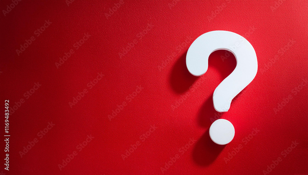 White question mark symbol on red background. FAQ and QA. Problem solution. White question mark symbol on red background. FAQ and QA. Problem solution.