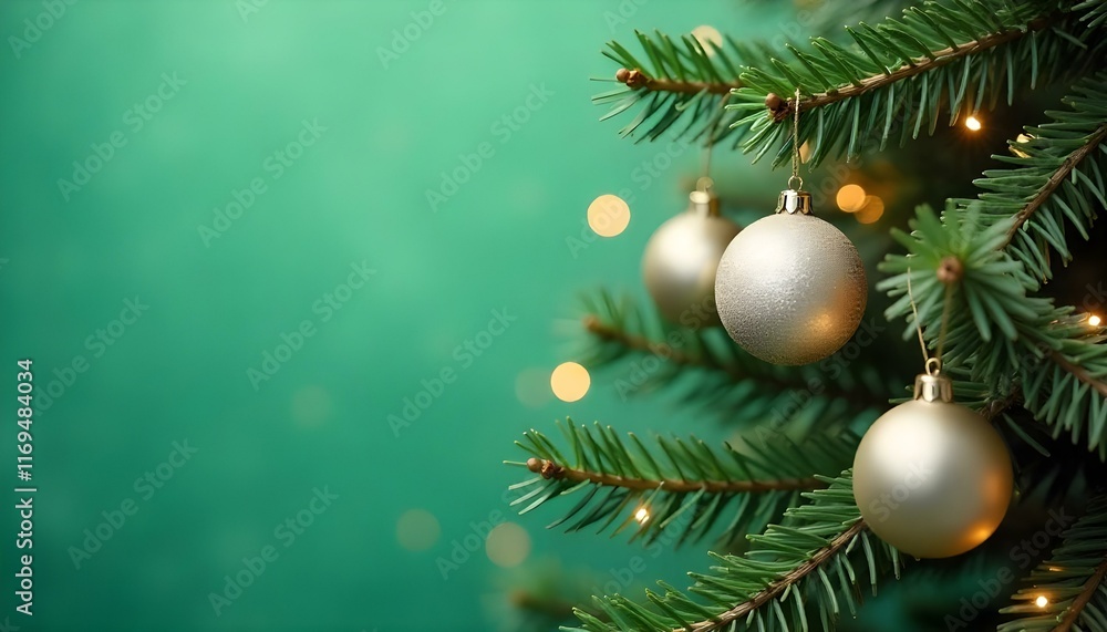A beautifully decorated Christmas tree with red and gold ornaments and warm string lights sits beside a stack of wrapped gifts on a teal background. A beautifully decorated Christmas tree with red and gold ornaments and warm string lights sits beside a stack of wrapped gifts on a teal background.