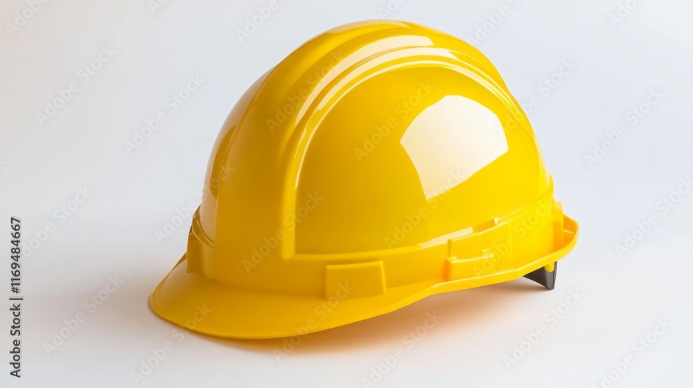 Fototapeta premium Yellow Hard Hat with White Background for Safety Management