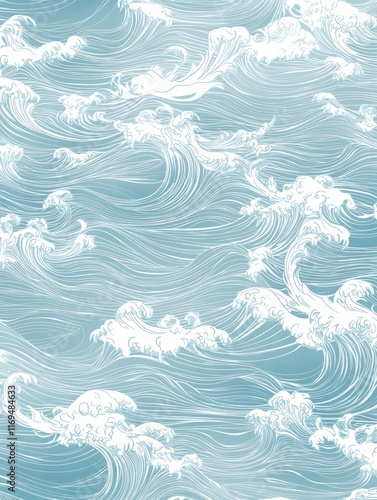 Stylized Japanese Wave Patt...