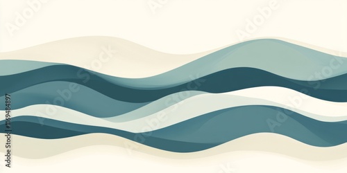 Abstract Wavy Blue and Beig...