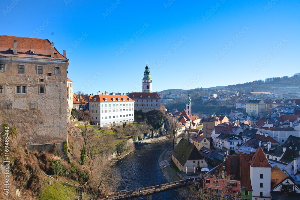 Obraz premium historische Burg und Schloss Krumau an der Moldau - Tschechien
