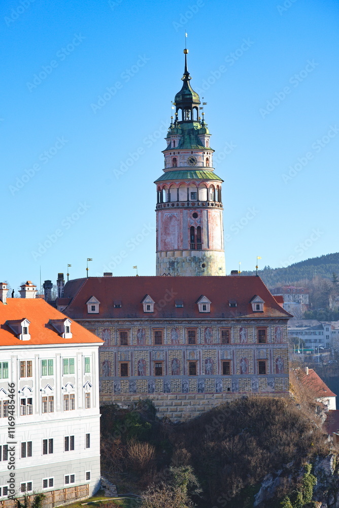 Fototapeta premium Schlossturm des historischen Schlosses Krumau in Tschechien