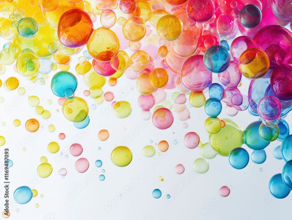 Colorful abstract bubbles on white background digital art optimistic concept Colorful abstract bubbles on white background digital art optimistic concept