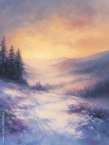Serene Winter Sunset Over M...