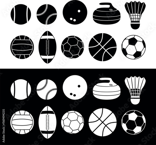 Sports ball set. Isolated sports ball on white background