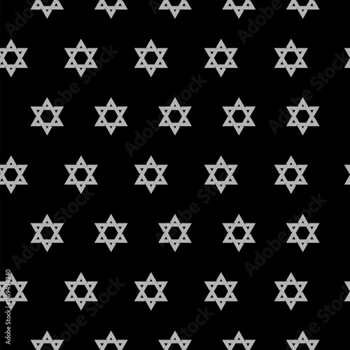 Star of David icon isolated seamless pattern on black background