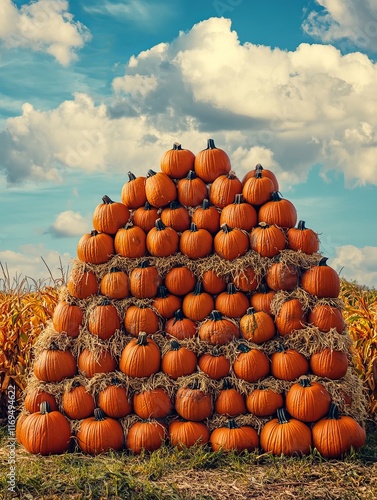 Autumn Pumpkin Pyramid In A...
