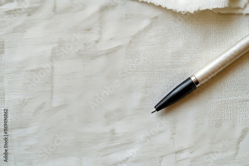 Elegant pen rests on textur...
