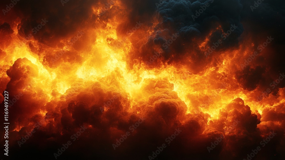 Fiery inferno, dark smoke, apocalyptic cloudscape. Fiery inferno, dark smoke, apocalyptic cloudscape.