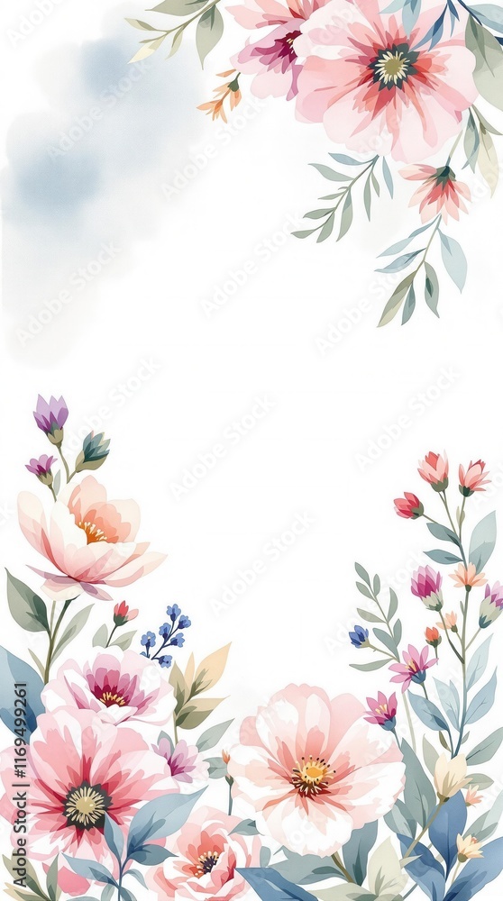 Watercolor flowers background