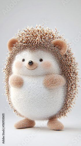 Minimalistic Cartoon Illustration of a Cute Hedgehog with Soft Spikes and a Cheerful Expression, Perfect for Playful and Lighthearted Themes photo