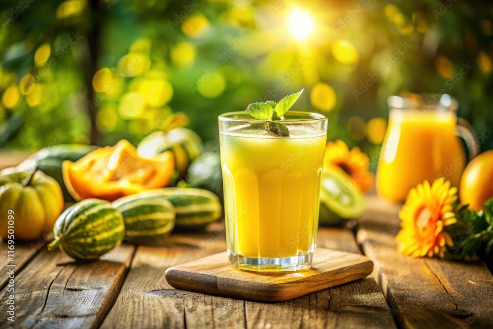 Fototapeta premium Sunny Afternoon Squash Drink: a vibrant, summery squash refreshment.