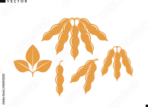 Soybean silhouette. Organic food sign. Isolated soybean on white background