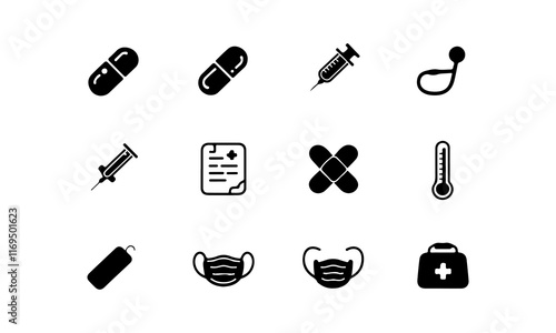 Pharmacy icons set. set of pharmacy outline icons such as medical