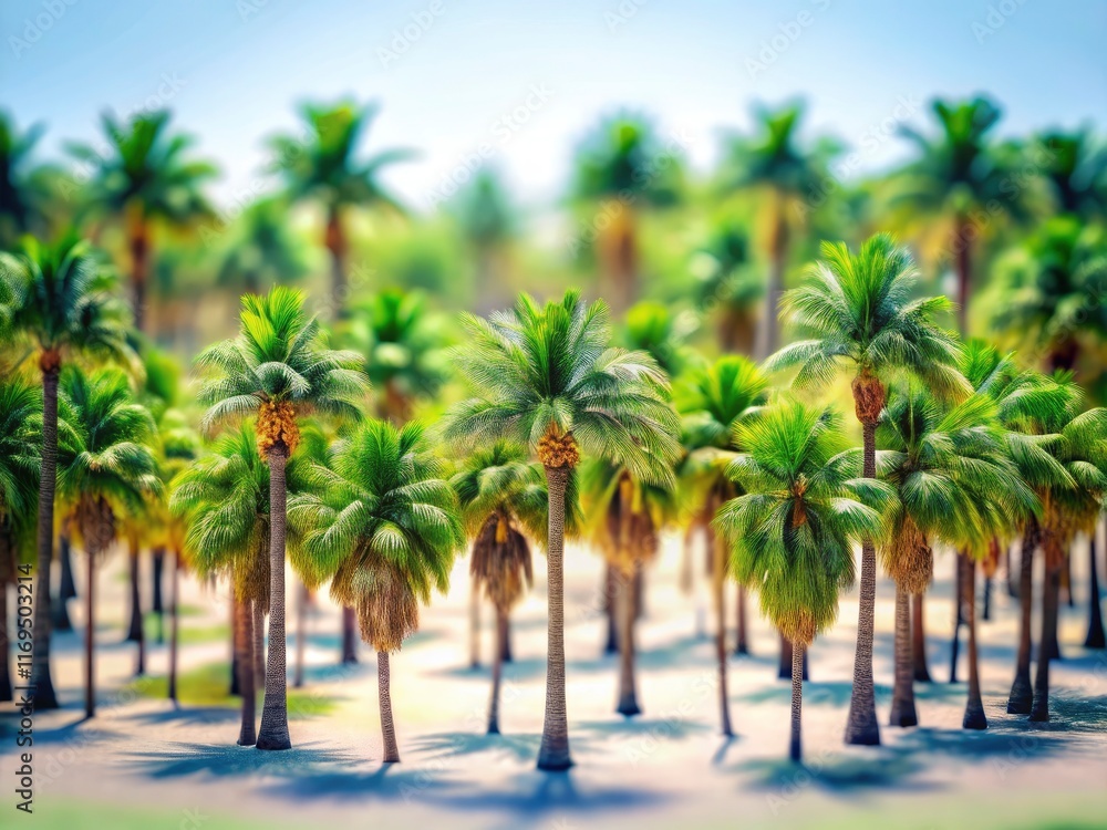 Tropical palm trees, digitally rendered in miniature, isolated on white, high resolution, tilt-shift style. Tropical palm trees, digitally rendered in miniature, isolated on white, high resolution, tilt-shift style.
