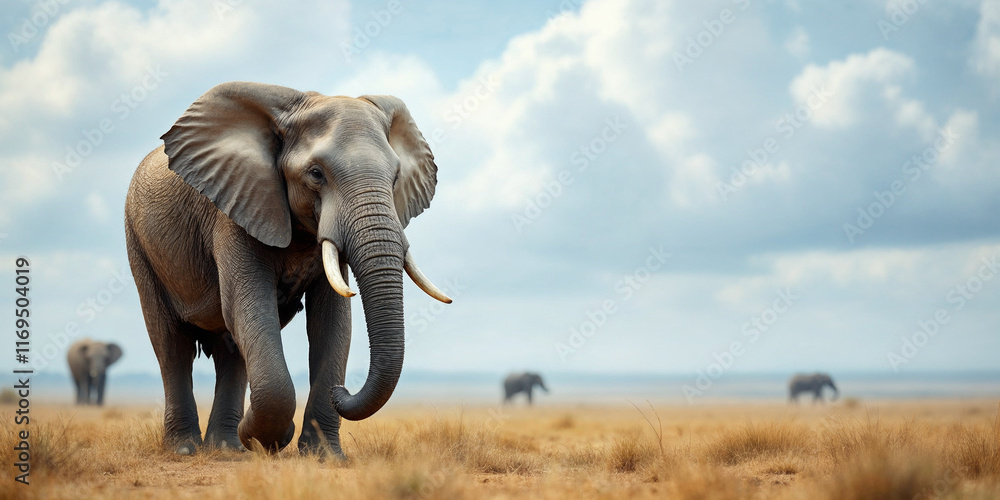 Fototapeta premium Concept photo of an elephant with space for text