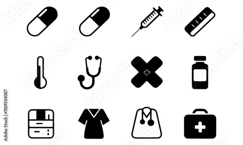 Pharmacy icons set. set of pharmacy outline icons such as medical