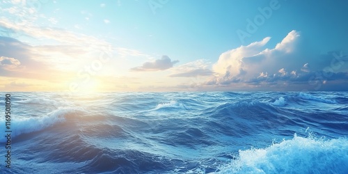 Ocean Waves Sunset Sky Clou...