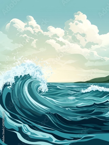 Ocean Wave Crashing Under a...