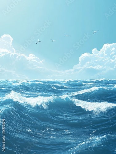 Ocean Waves Sky Birds Peace...