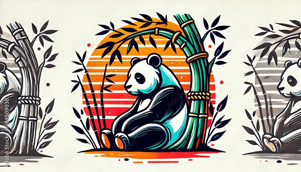Panda Resting Beneath Bamboo Tree Panda Resting Beneath Bamboo Tree