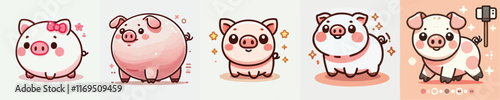 vector collection of cute pigs